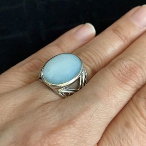 Blue Mother of Pearl 925 Sterling Silver Ring Size 6